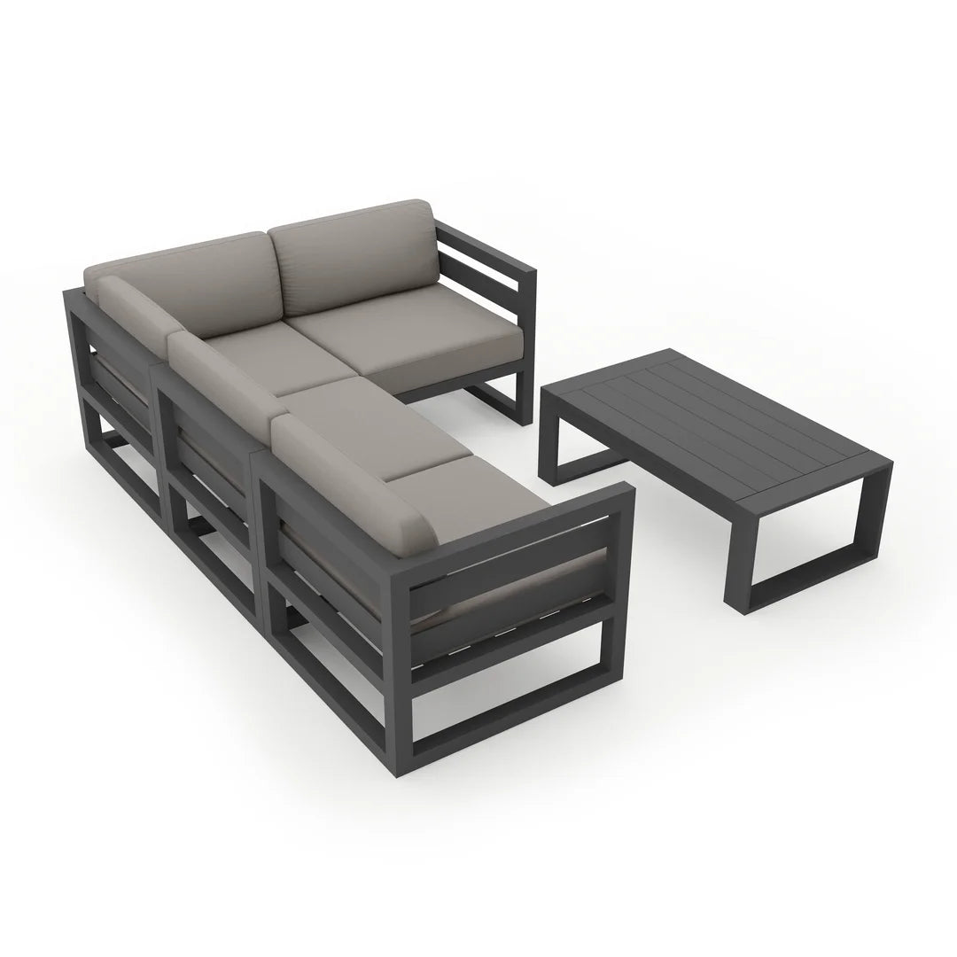 Avion 5 Piece Aluminum Sectional Set - Slate - Canvas Charcoal