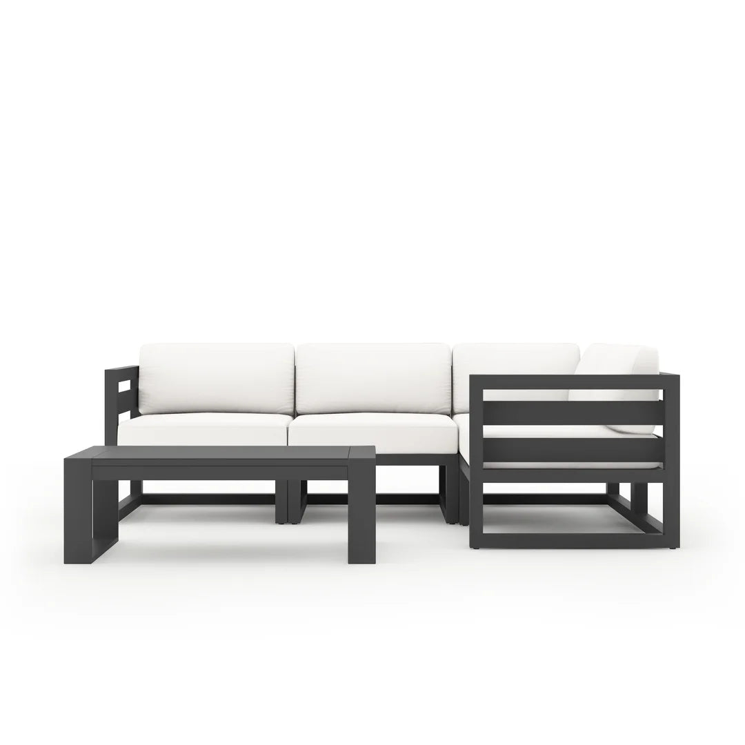 Avion 5 Piece Aluminum Sectional Set - Slate - Canvas Natural