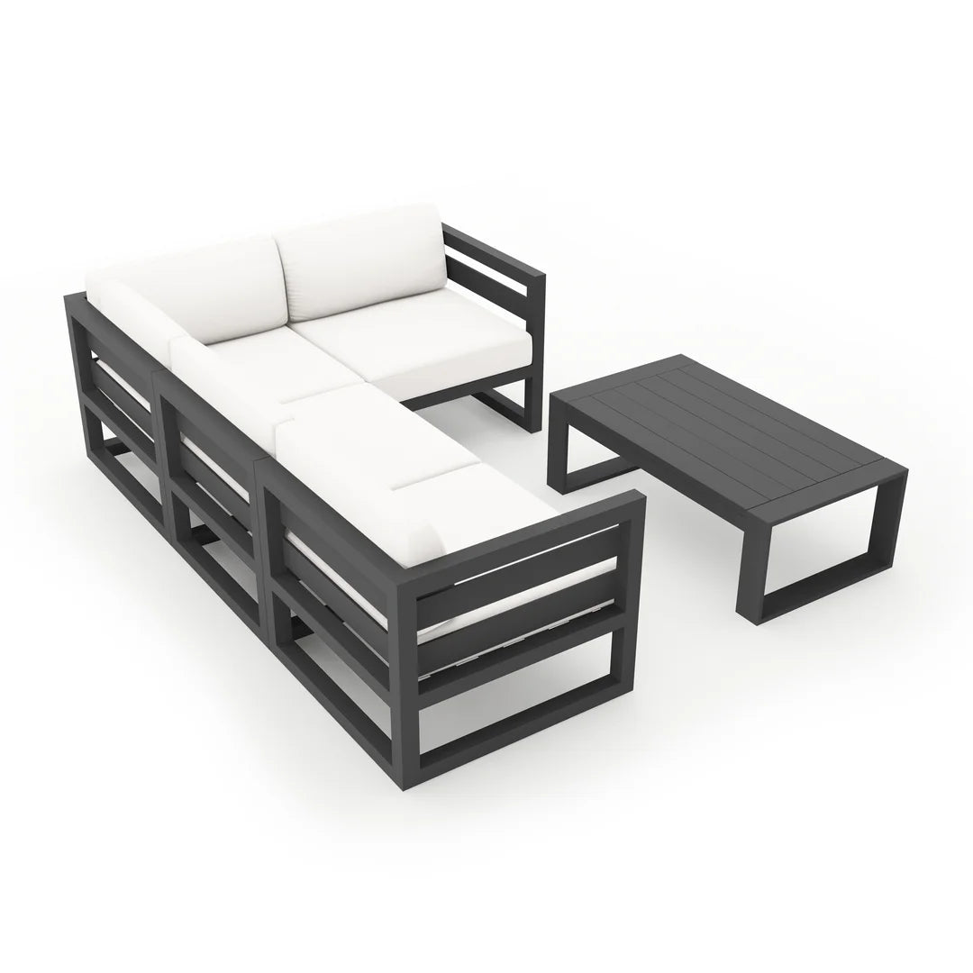 Avion 5 Piece Aluminum Sectional Set - Slate - Canvas Natural