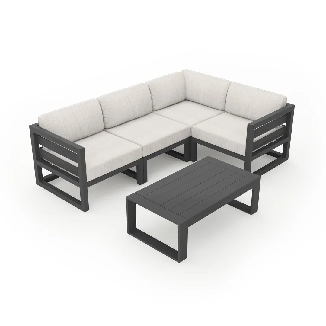 Avion 5 Piece Aluminum Sectional Set - Slate - Cast Silver