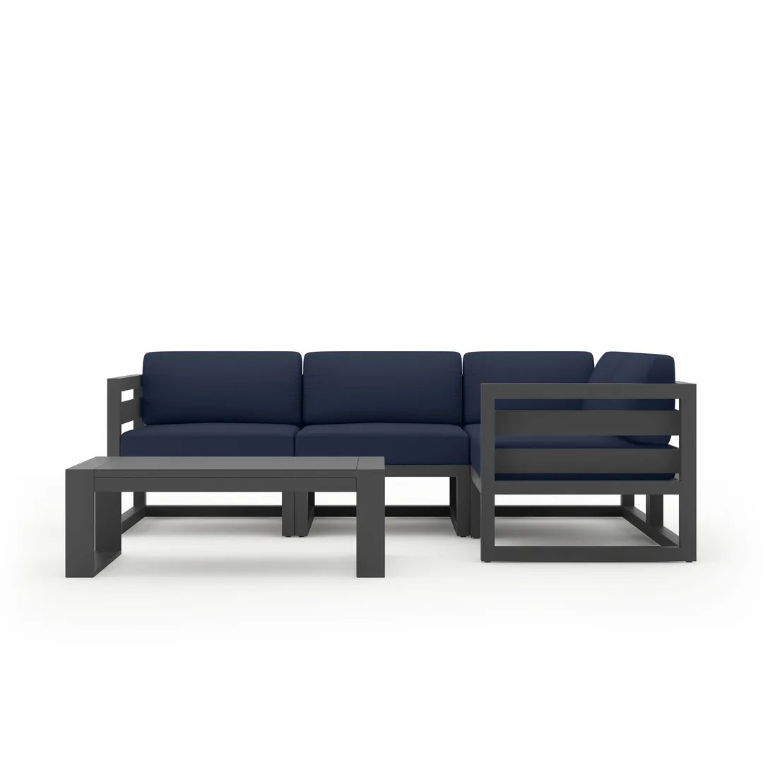 Avion 5 Piece Aluminum Sectional Set - Slate - Spectrum Indigo