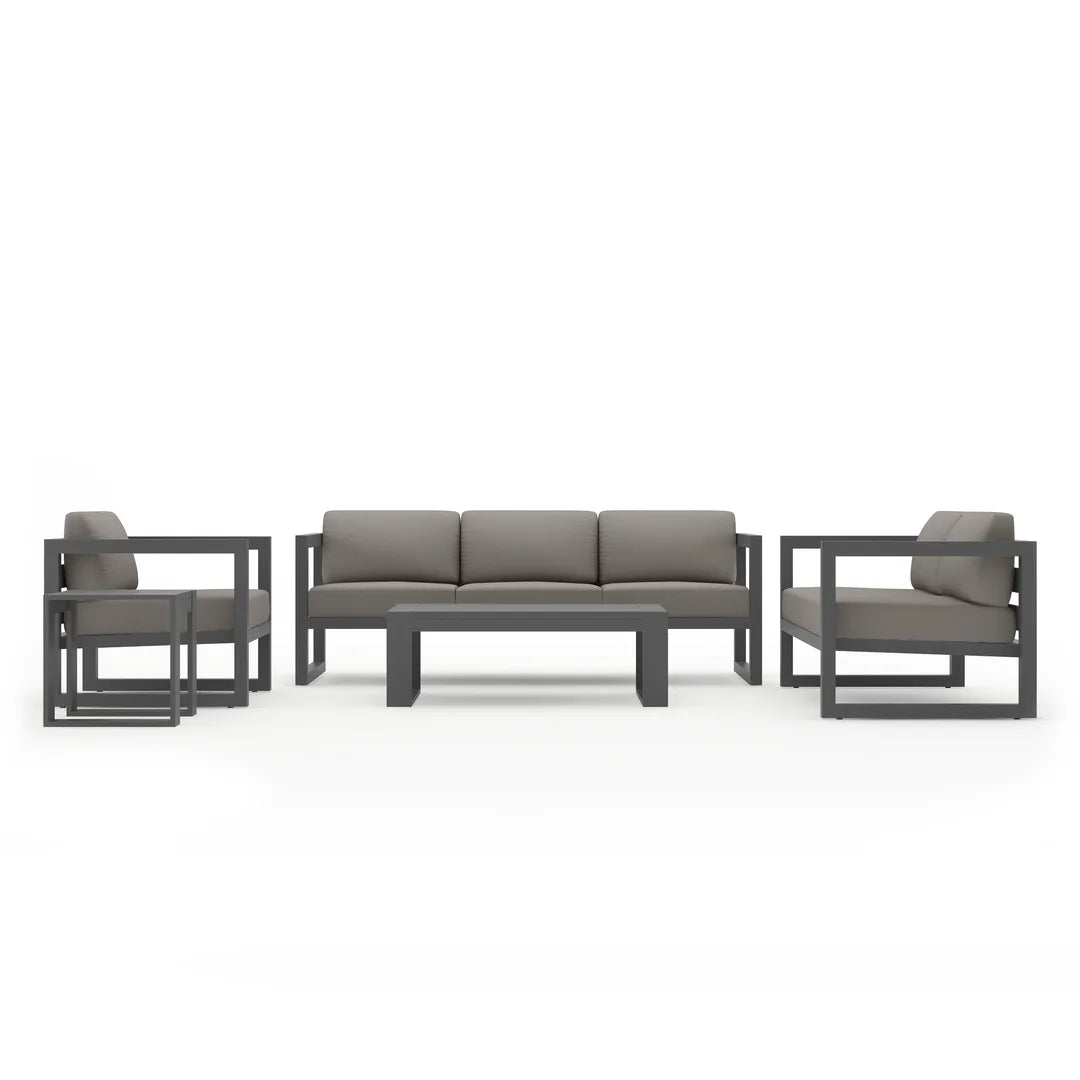 Avion 5 Piece Aluminum Sofa Set - Slate - Canvas Charcoal