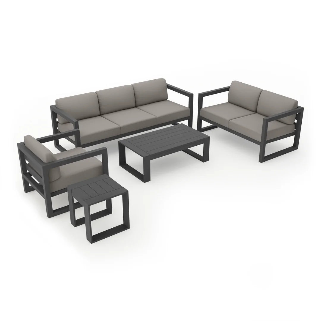 Avion 5 Piece Aluminum Sofa Set - Slate - Canvas Charcoal
