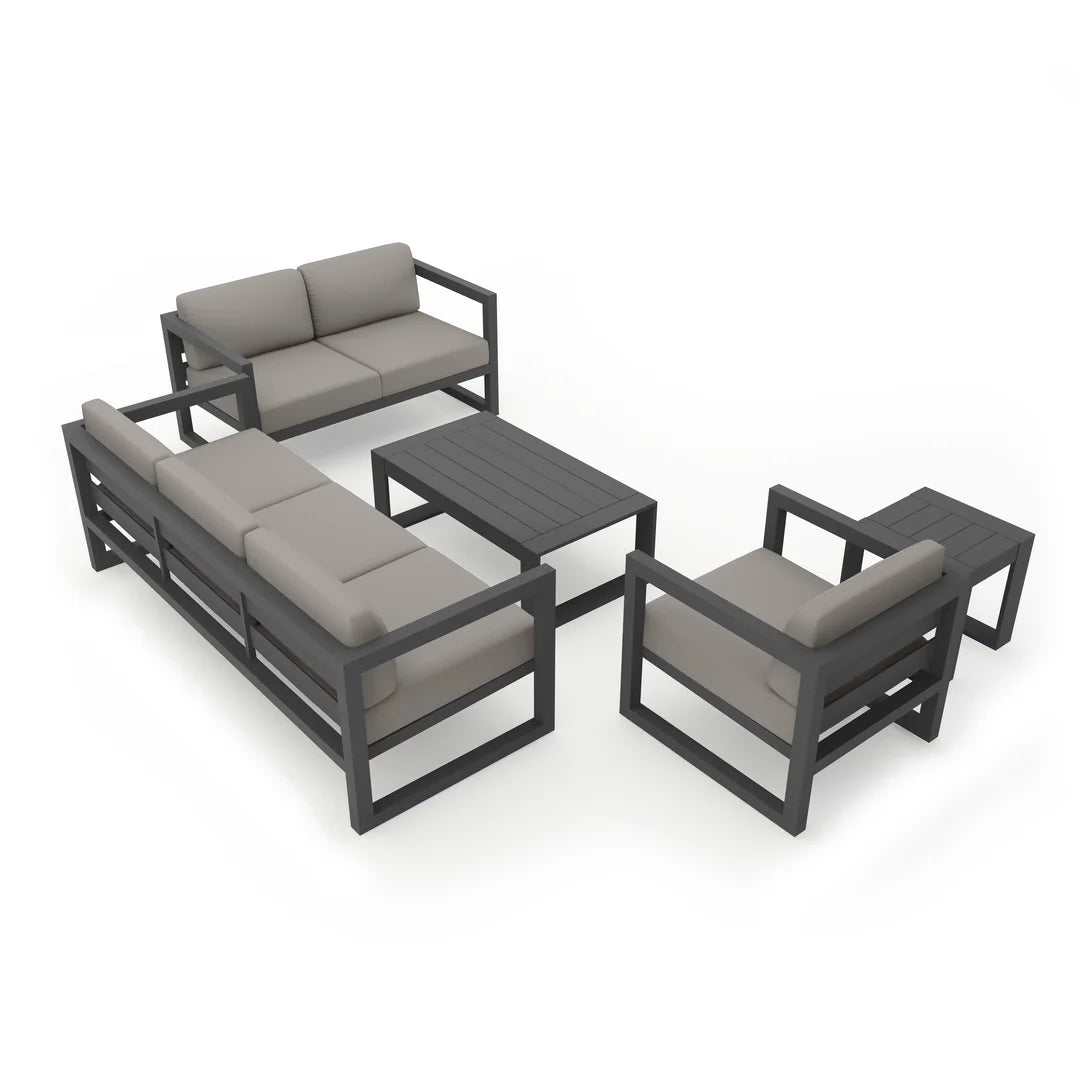 Avion 5 Piece Aluminum Sofa Set - Slate - Canvas Charcoal