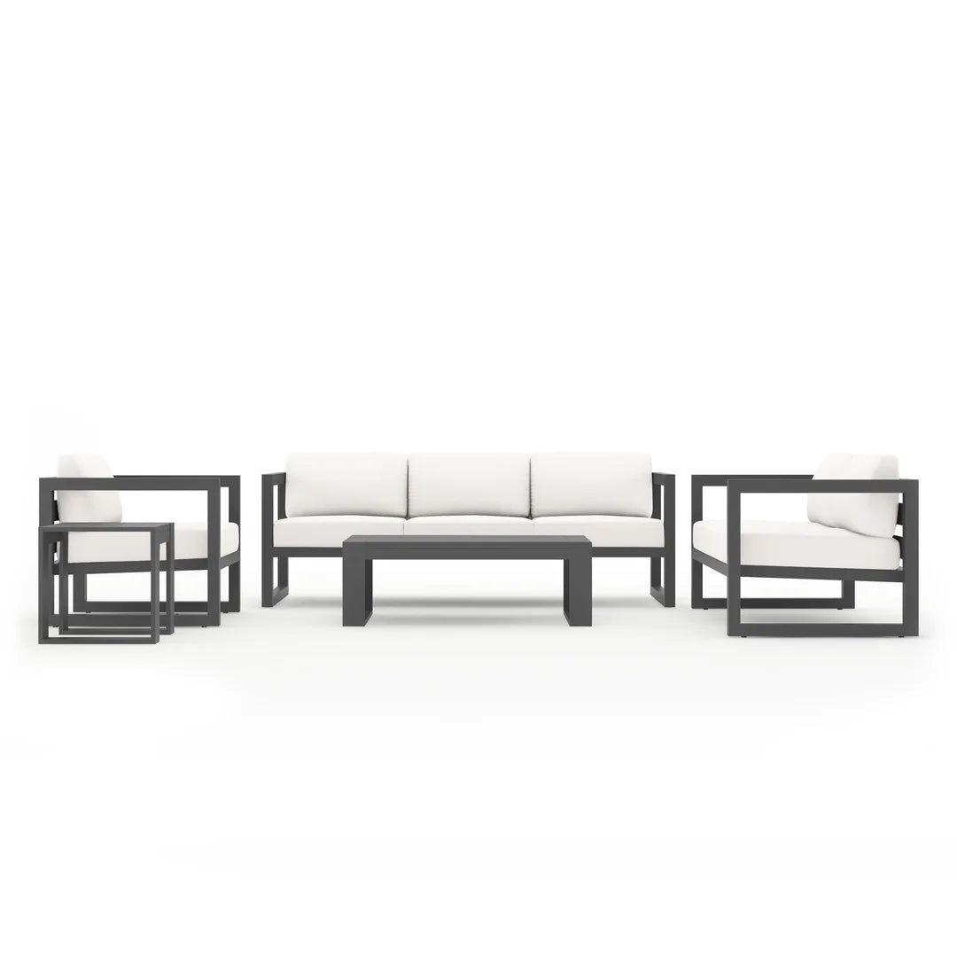 Avion 5 Piece Aluminum Sofa Set - Slate - Canvas Natural