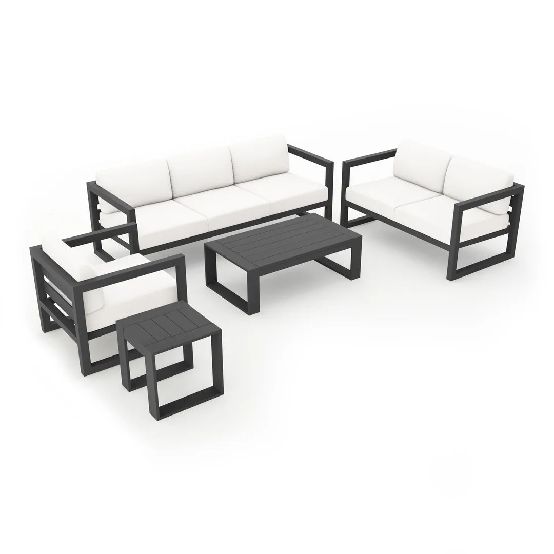 Avion 5 Piece Aluminum Sofa Set - Slate - Canvas Natural