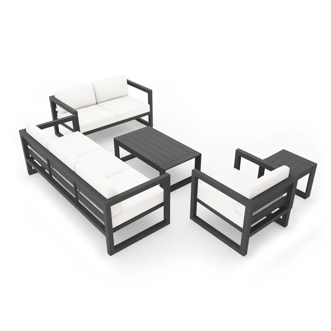 Avion 5 Piece Aluminum Sofa Set - Slate - Canvas Natural