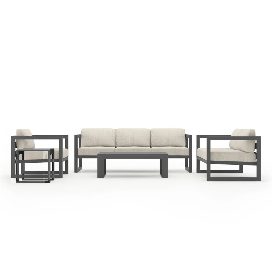 Avion 5 Piece Aluminum Sofa Set - Slate - Cast Silver