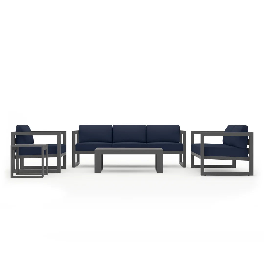 Avion 5 Piece Aluminum Sofa Set - Slate - Spectrum Indigo