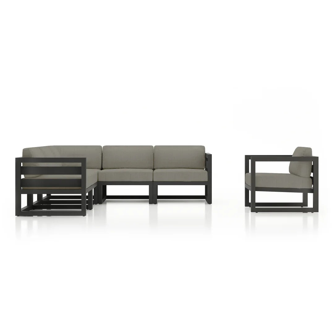 Avion 6 Piece Aluminum Sectional Set - Slate - Canvas Charcoal