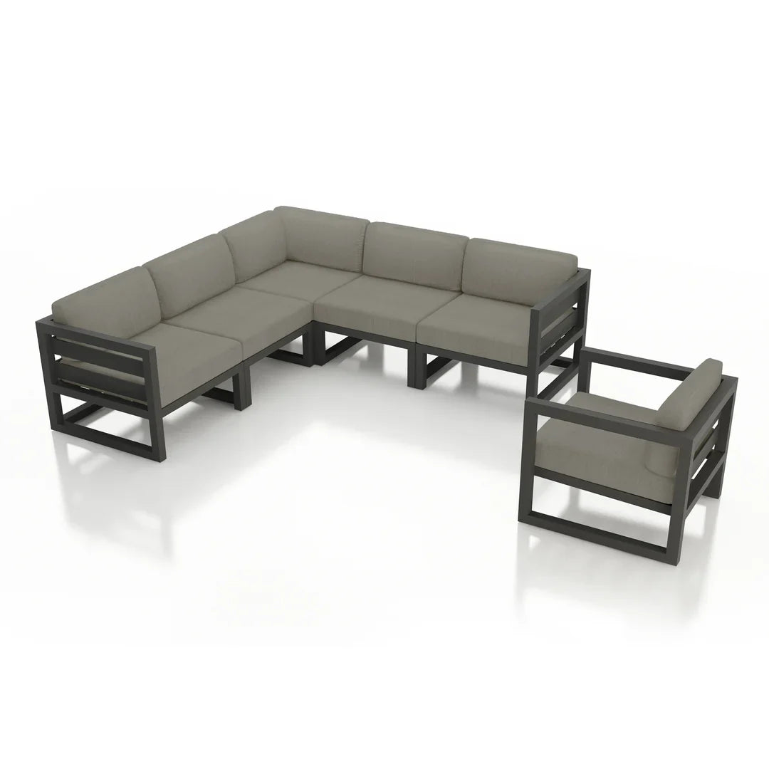 Avion 6 Piece Aluminum Sectional Set - Slate - Canvas Charcoal