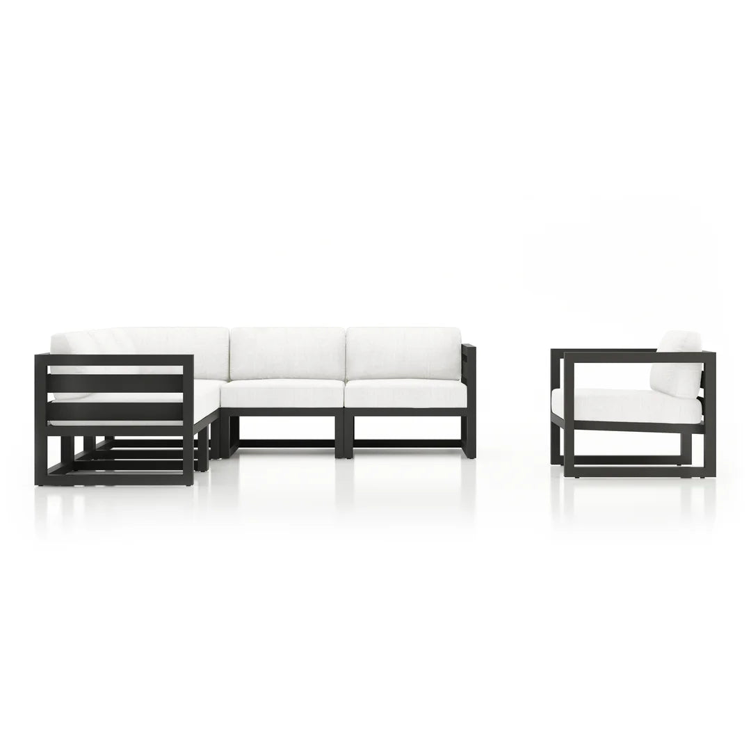 Avion 6 Piece Aluminum Sectional Set - Slate - Canvas Natural