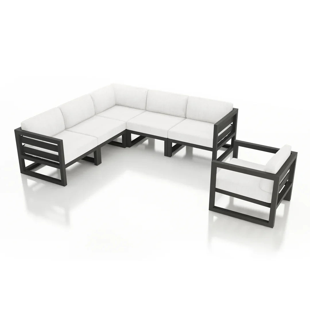 Avion 6 Piece Aluminum Sectional Set - Slate - Canvas Natural