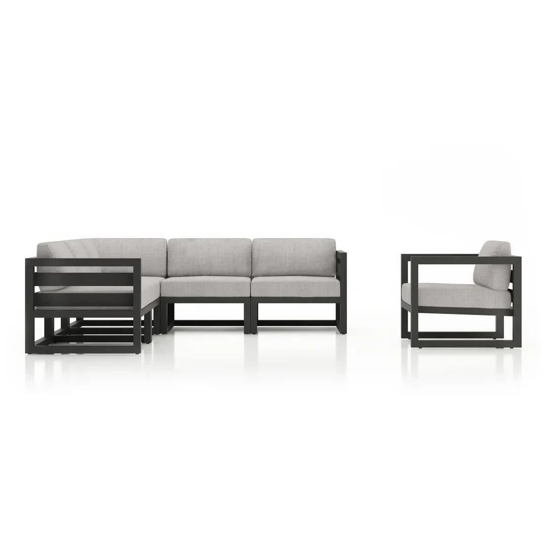 Avion 6 Piece Aluminum Sectional Set - Slate - Cast Silver