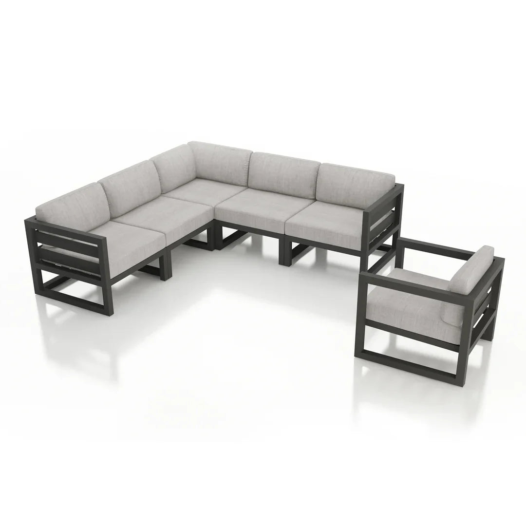 Avion 6 Piece Aluminum Sectional Set - Slate - Cast Silver