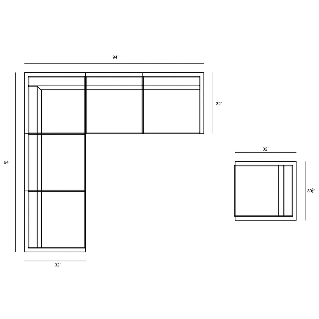 Avion 6 Piece Aluminum Sectional Set - Slate - Cast Silver