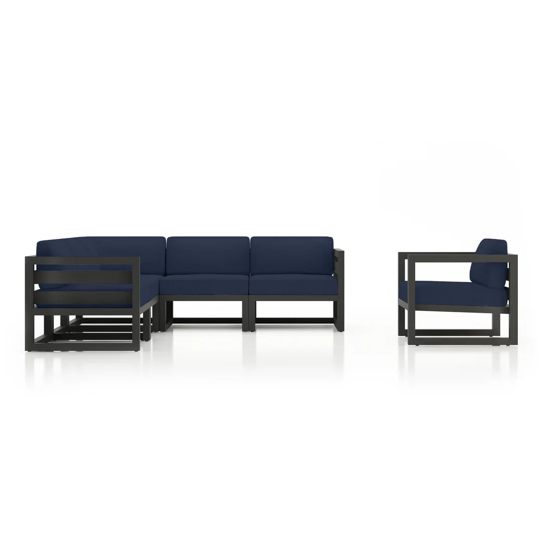 Avion 6 Piece Aluminum Sectional Set - Slate - Spectrum Indigo