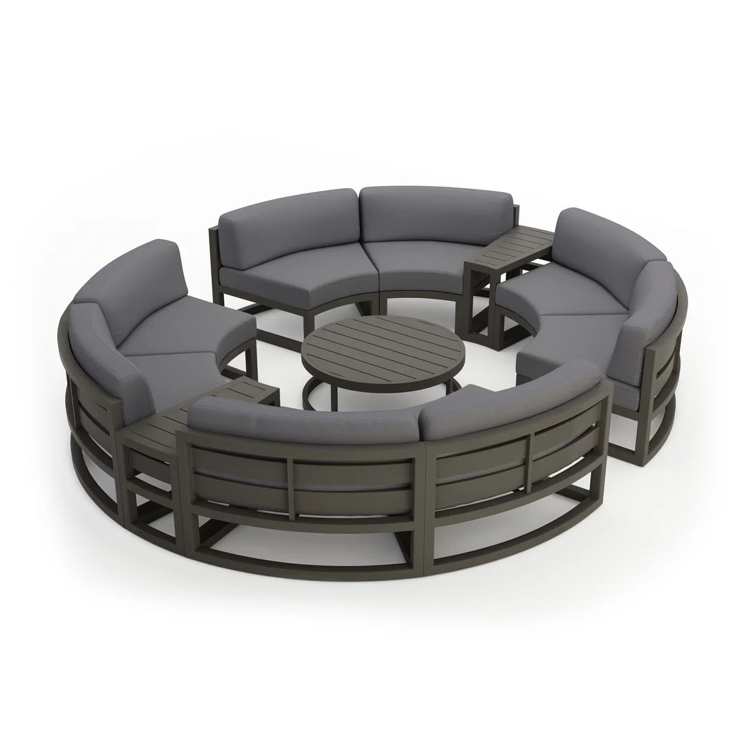 Avion 7 Piece Aluminum Curve Sectional Set - Slate - Canvas Charcoal