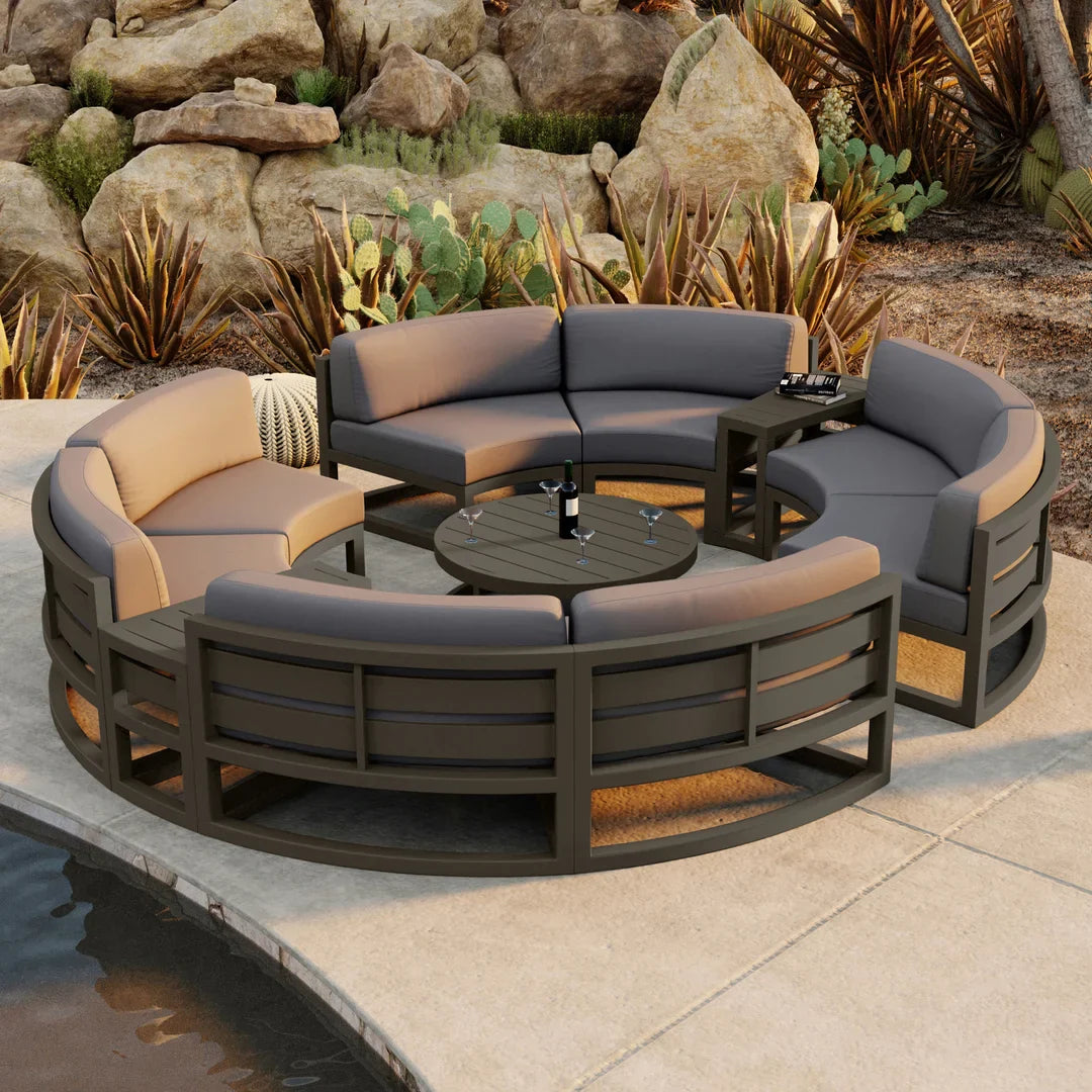 Avion 7 Piece Aluminum Curve Sectional Set