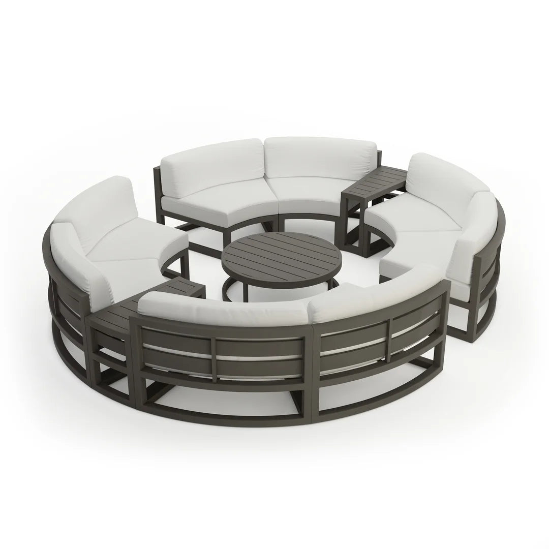 Avion 7 Piece Aluminum Curve Sectional Set - Slate - Canvas Natural