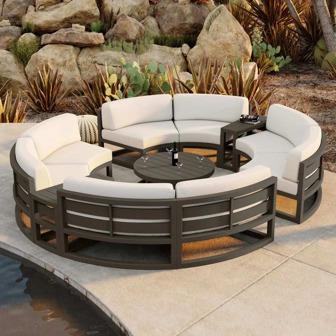 Avion 7 Piece Aluminum Curve Sectional Set