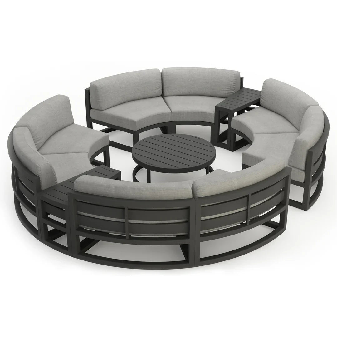 Avion 7 Piece Aluminum Curve Sectional Set - Slate - Cast Silver