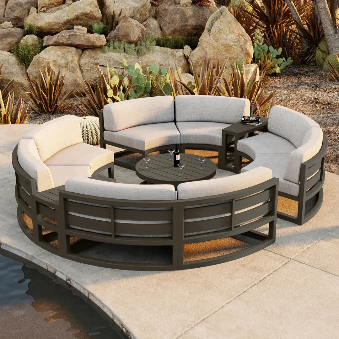 Avion 7 Piece Aluminum Curve Sectional Set