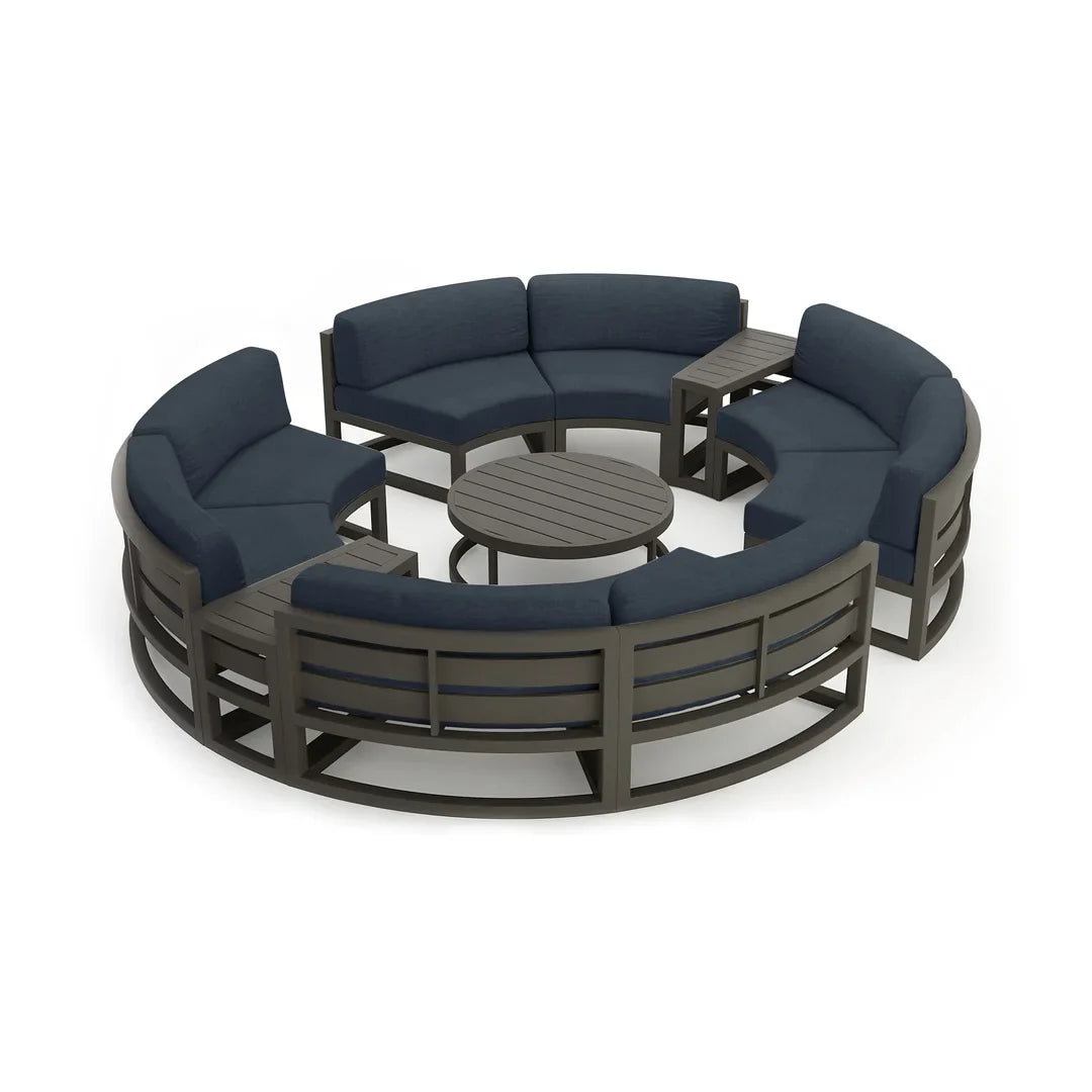 Avion 7 Piece Aluminum Curve Sectional Set - Slate - Spectrum Indigo