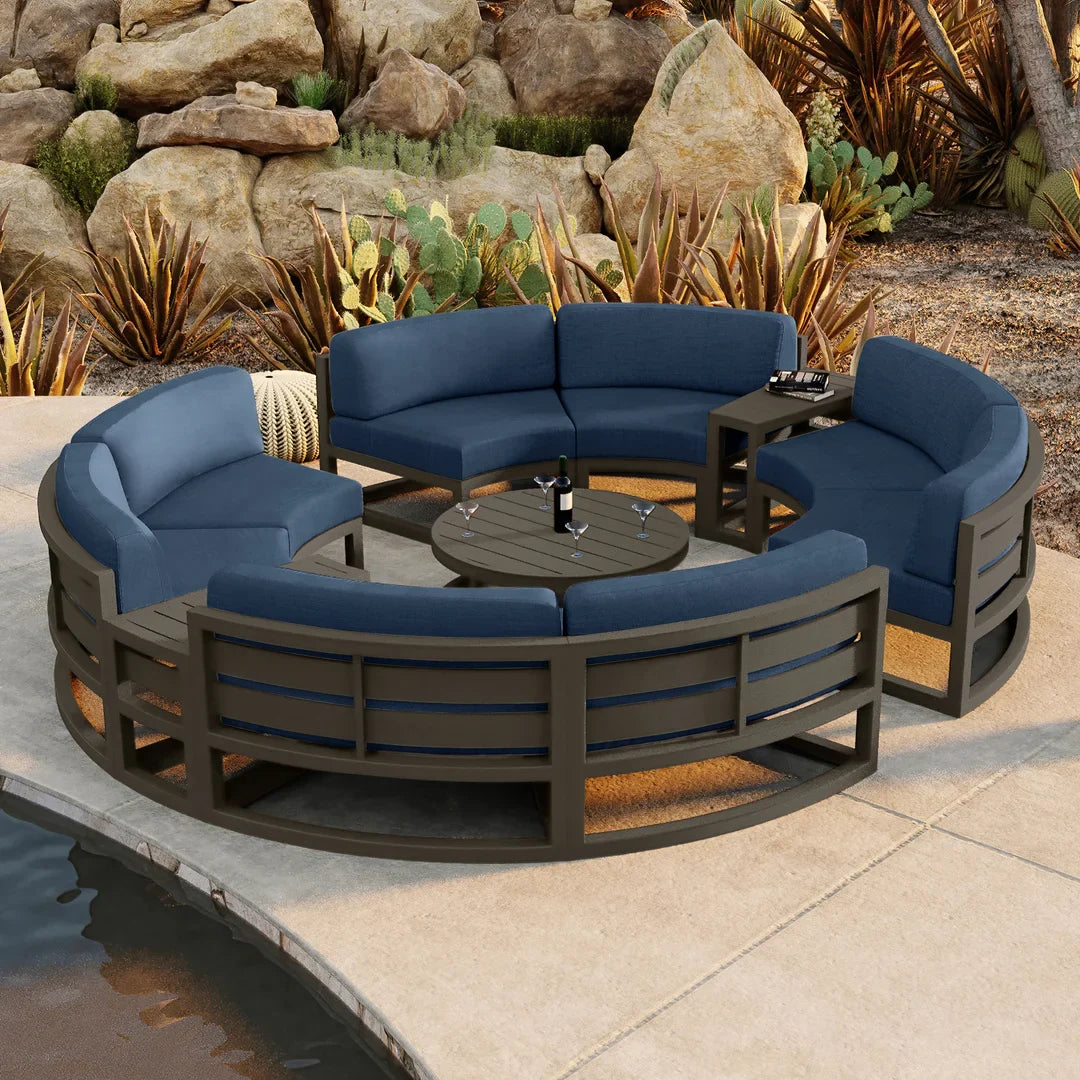 Avion 7 Piece Aluminum Curve Sectional Set