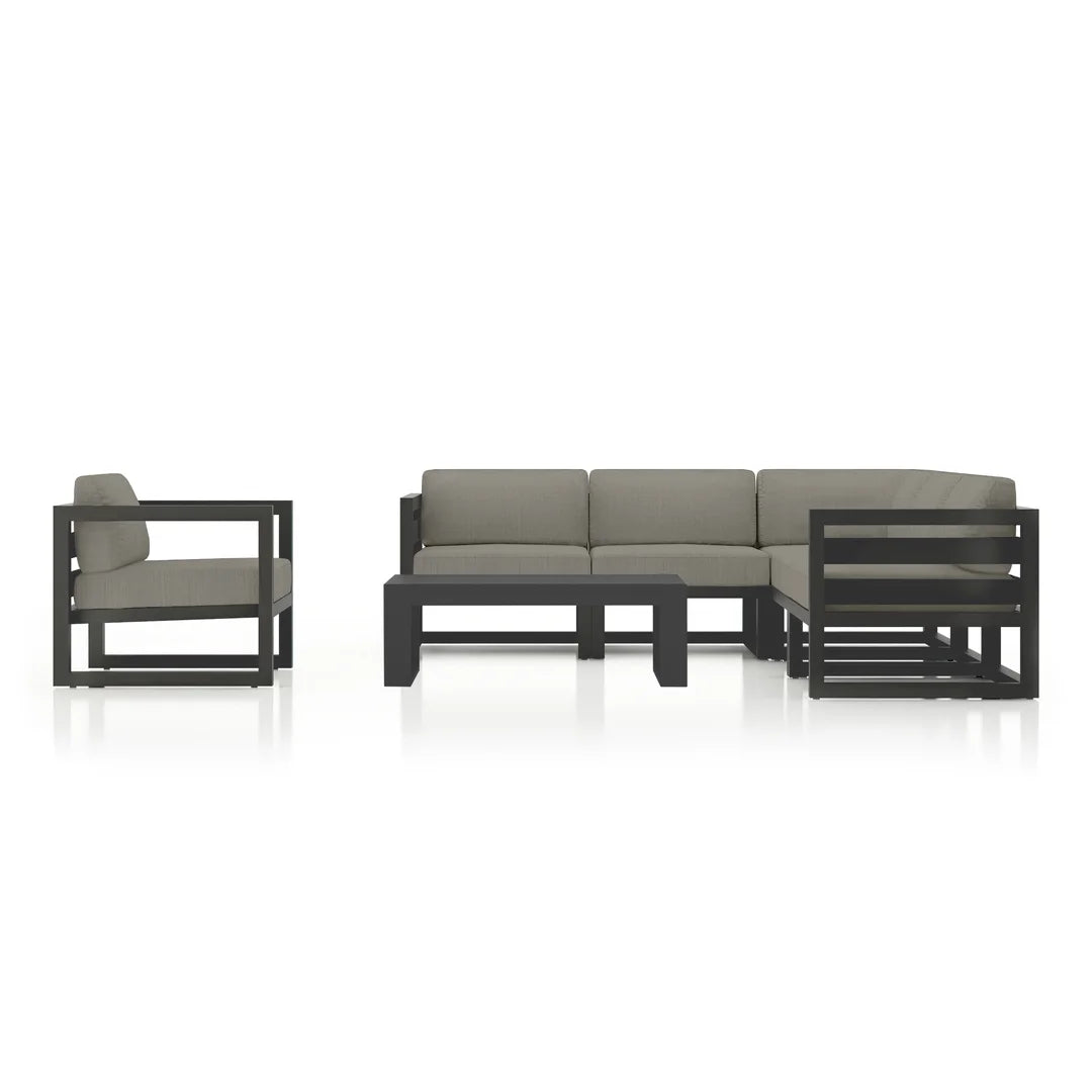 Avion 7 Piece Aluminum Sectional Set - Slate - Canvas Charcoal
