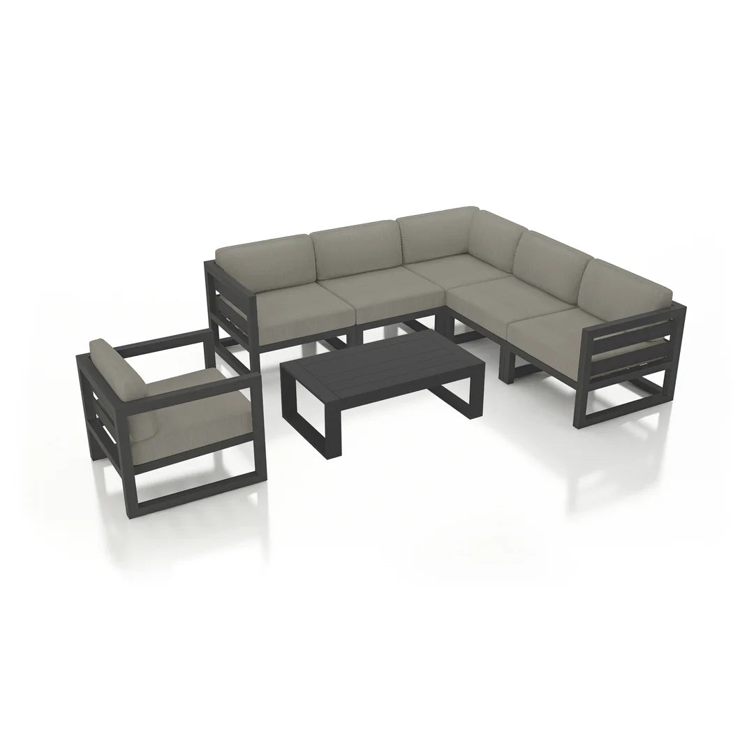 Avion 7 Piece Aluminum Sectional Set - Slate - Canvas Charcoal