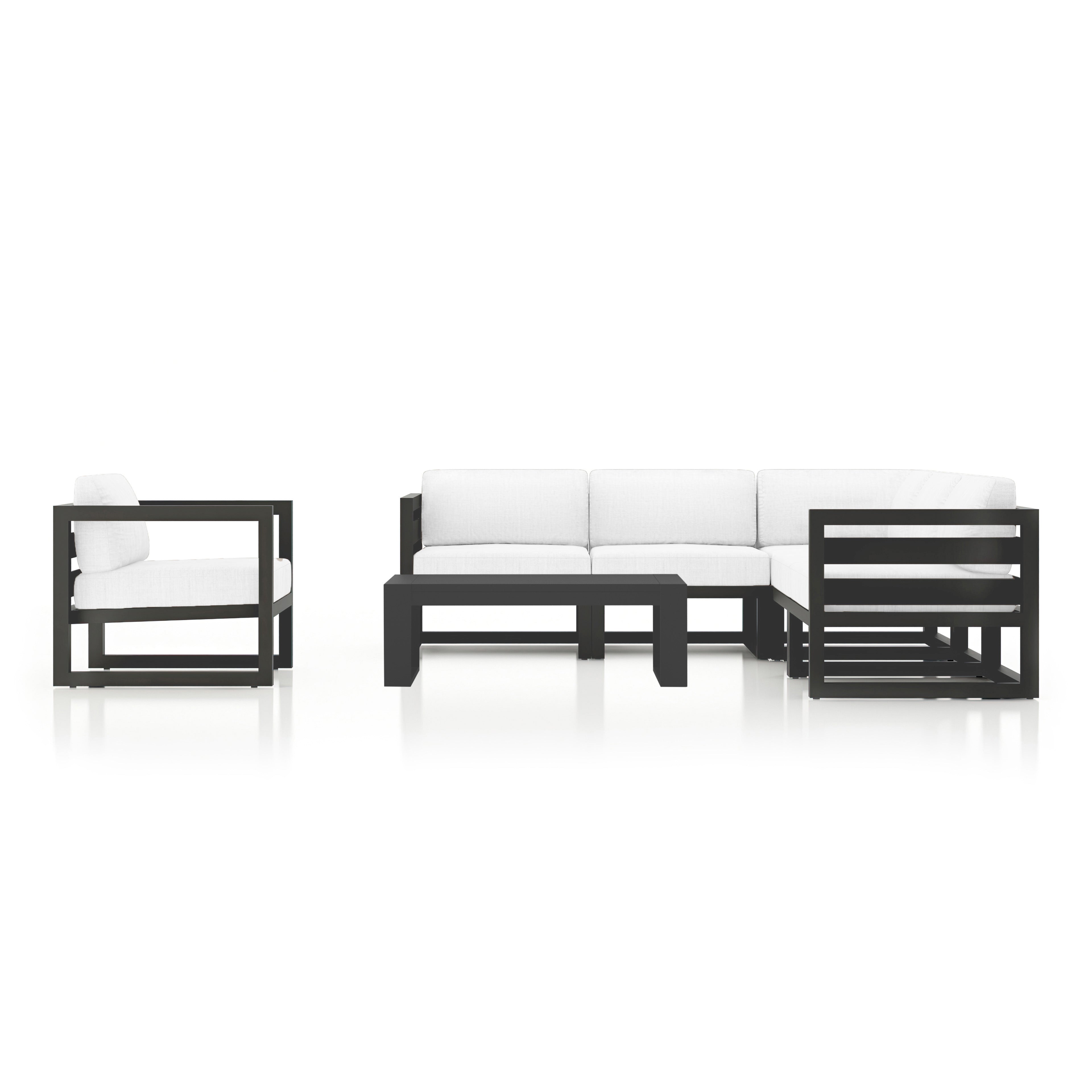 Avion 7 Piece Aluminum Sectional Set#Finish_Slate#Fabric_Canvas Natural