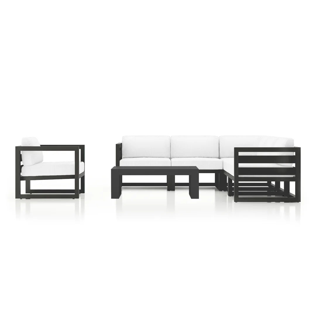 Avion 7 Piece Aluminum Sectional Set - Slate - Canvas Natural