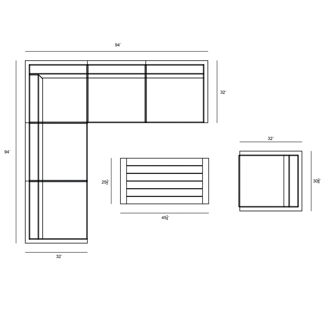Avion 7 Piece Aluminum Sectional Set - Slate - Canvas Natural