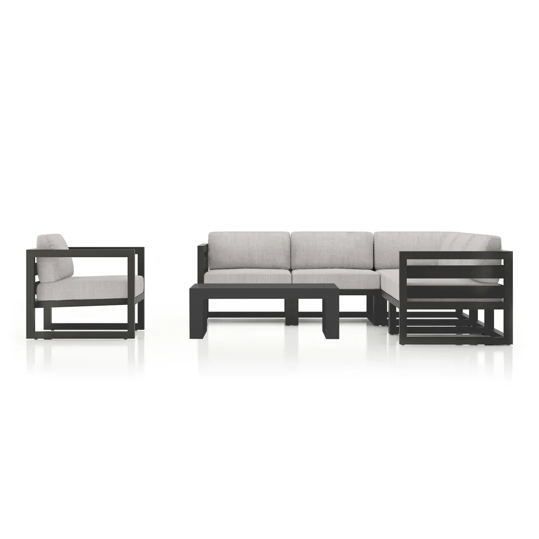 Avion 7 Piece Aluminum Sectional Set - Slate - Cast Silver