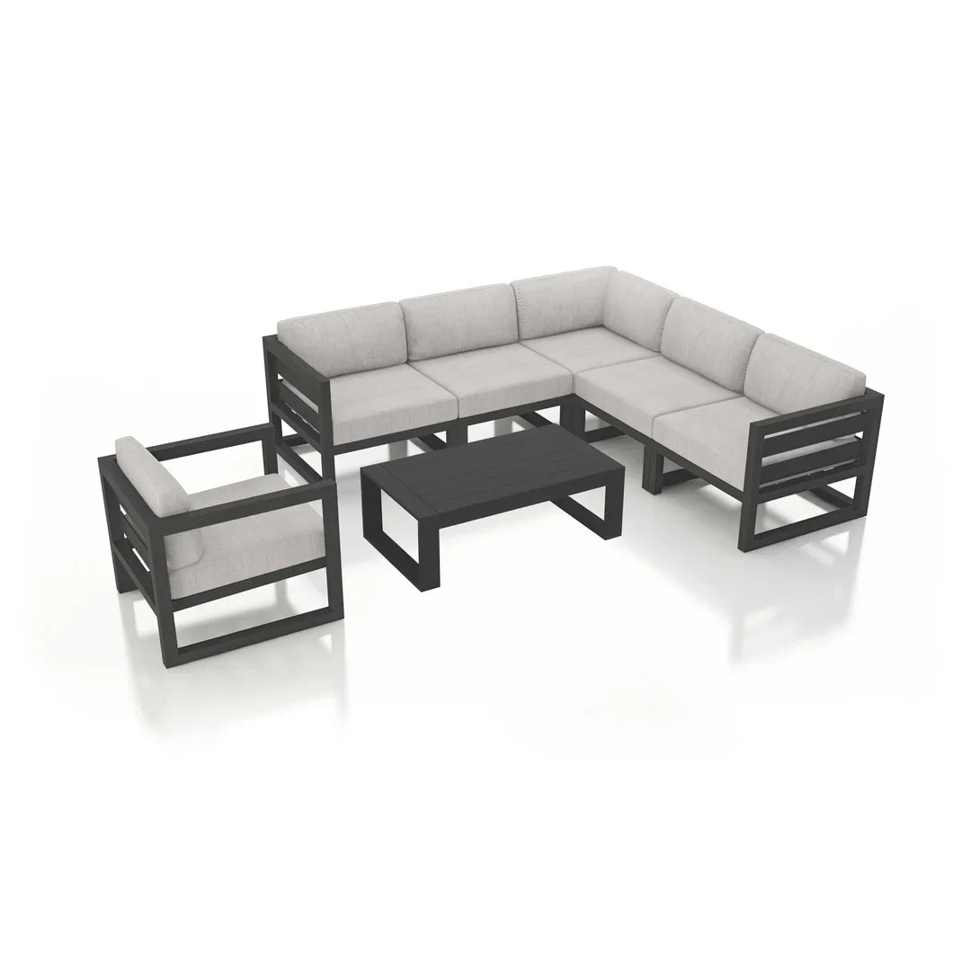 Avion 7 Piece Aluminum Sectional Set - Slate - Cast Silver