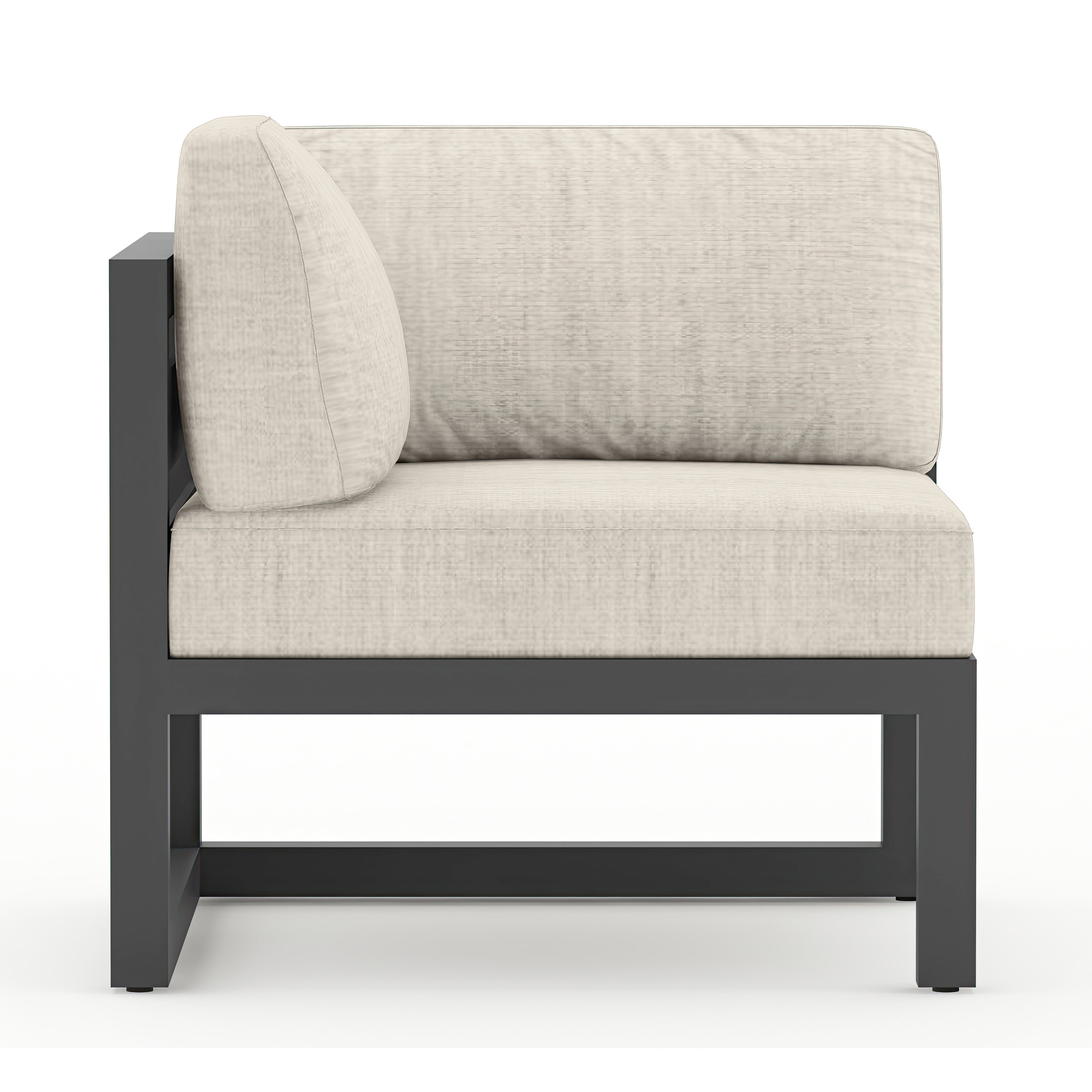 Avion 7 Piece Aluminum Sectional Set#Finish_Slate#Fabric_Cast Silver