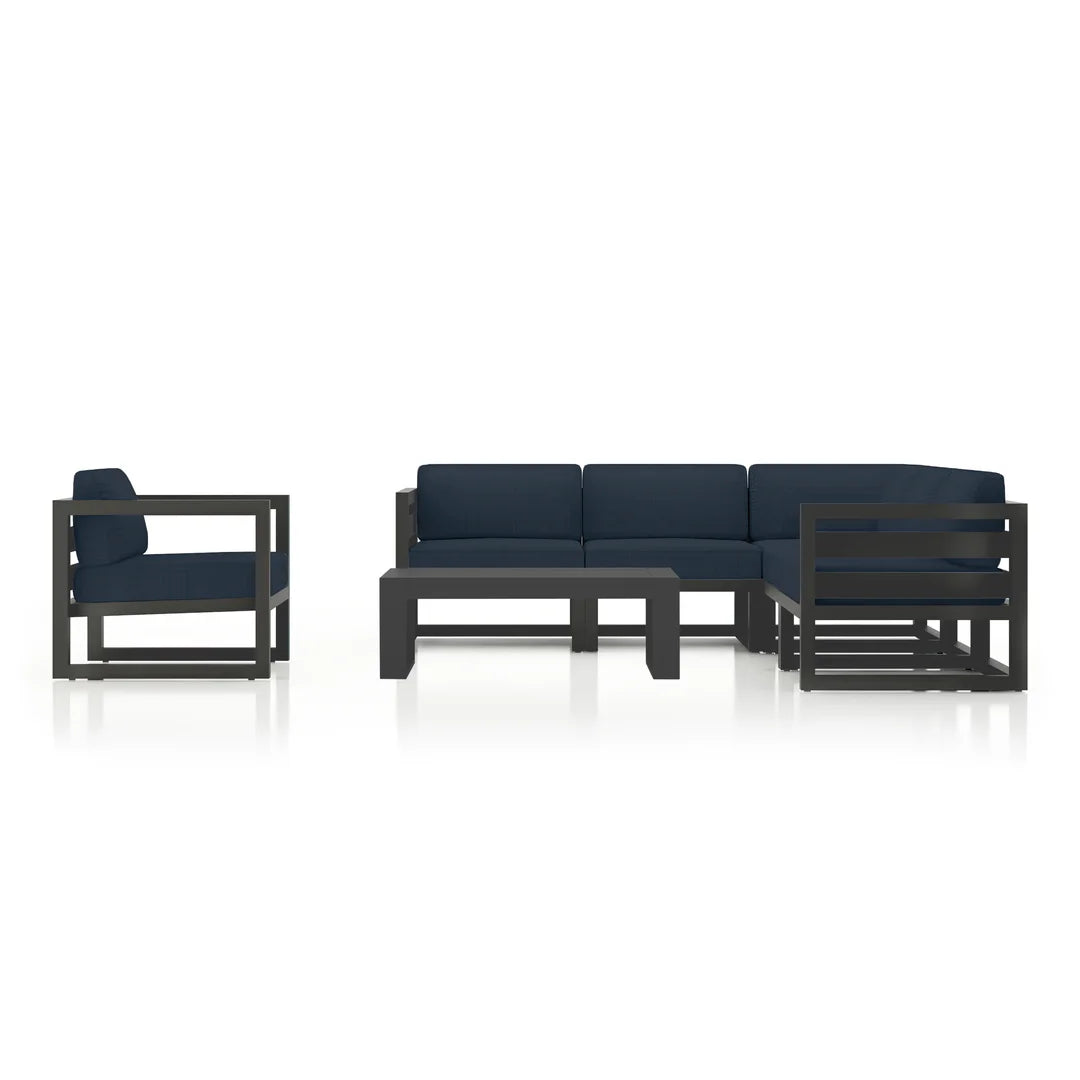 Avion 7 Piece Aluminum Sectional Set - Slate - Spectrum Indigo