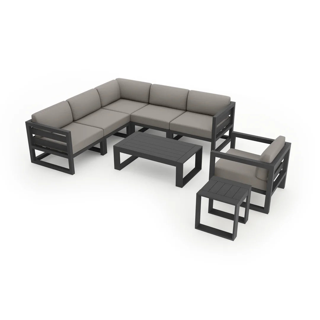 Avion 8 Piece Aluminum Sectional Set - Slate - Canvas Charcoal