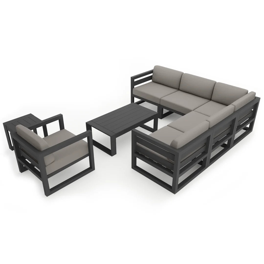 Avion 8 Piece Aluminum Sectional Set - Slate - Canvas Charcoal