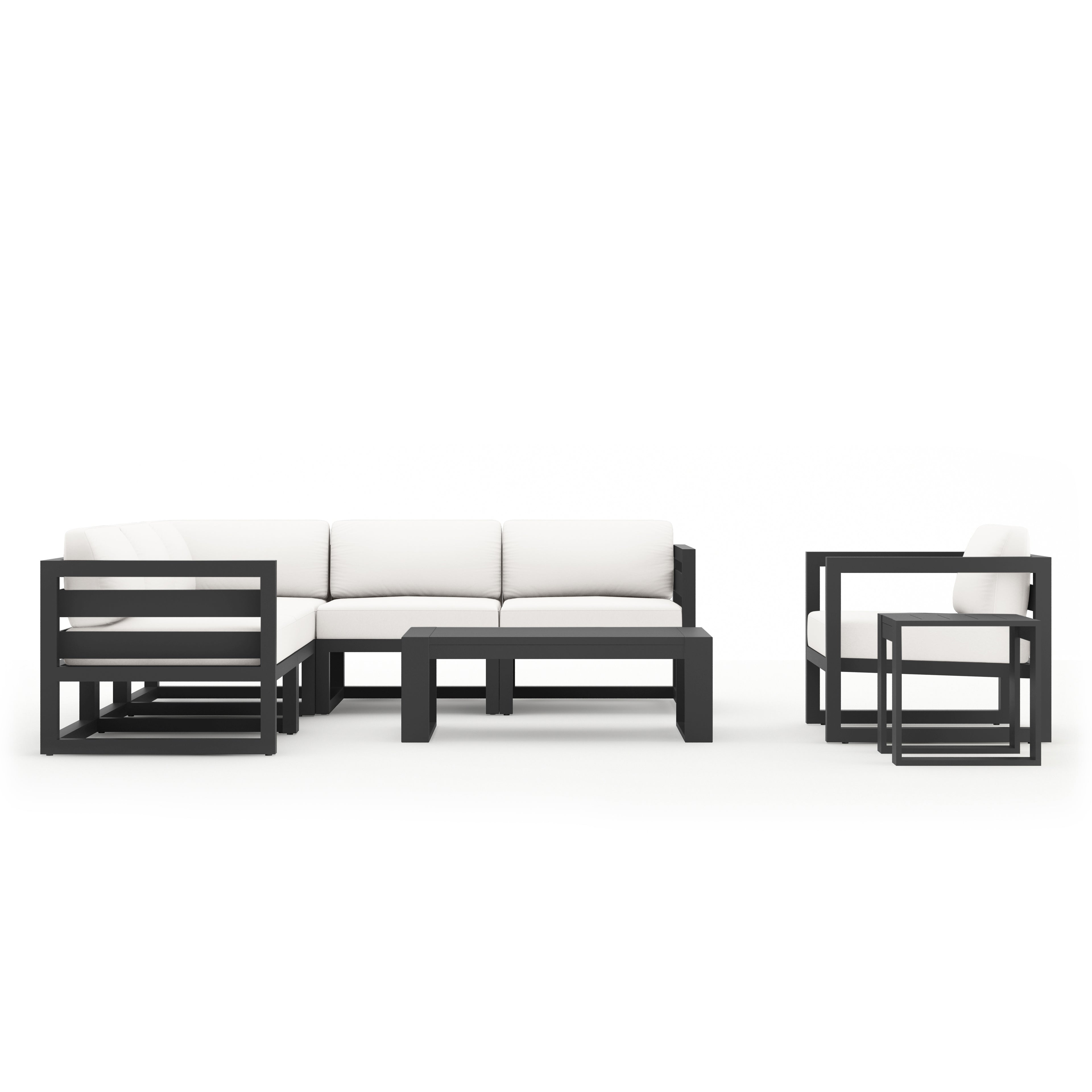 Avion 8 Piece Aluminum Sectional Set#Finish_Slate#Fabric_Canvas Natural