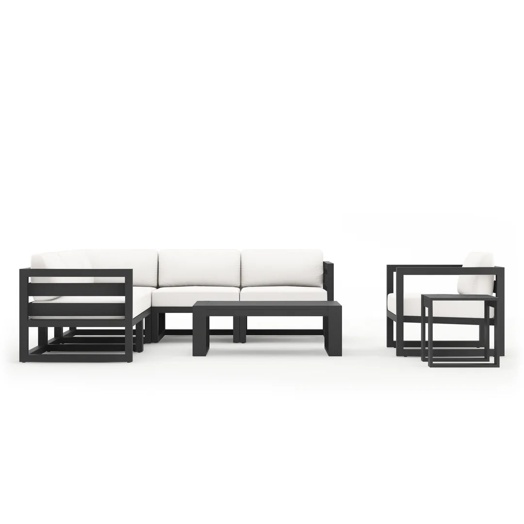 Avion 8 Piece Aluminum Sectional Set - Slate - Canvas Natural
