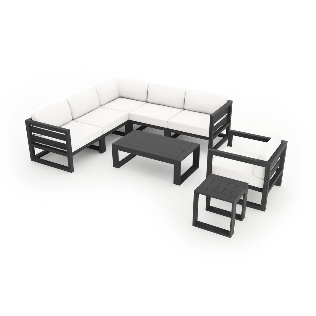 Avion 8 Piece Aluminum Sectional Set - Slate - Canvas Natural