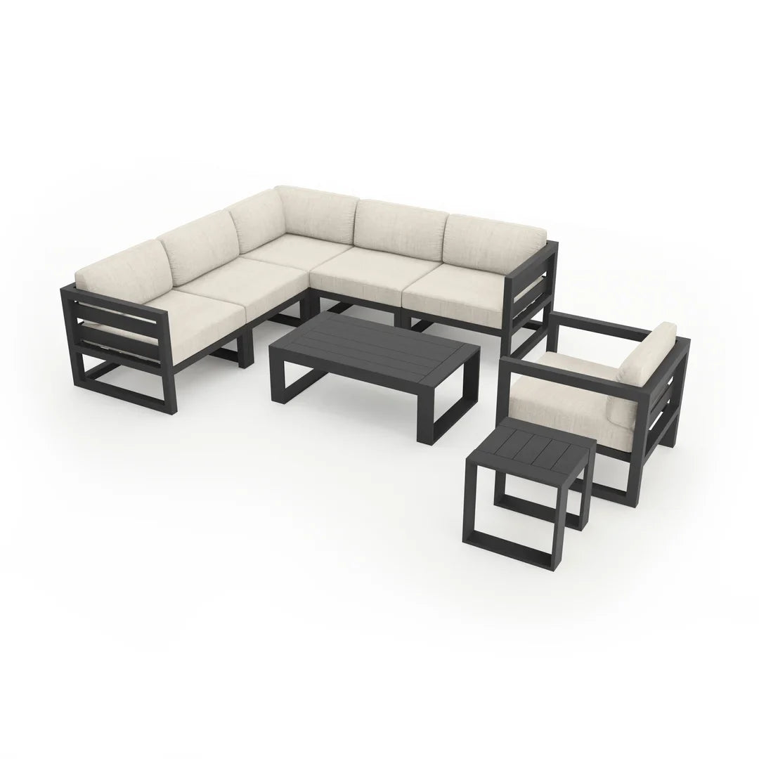 Avion 8 Piece Aluminum Sectional Set - Slate - Cast Silver