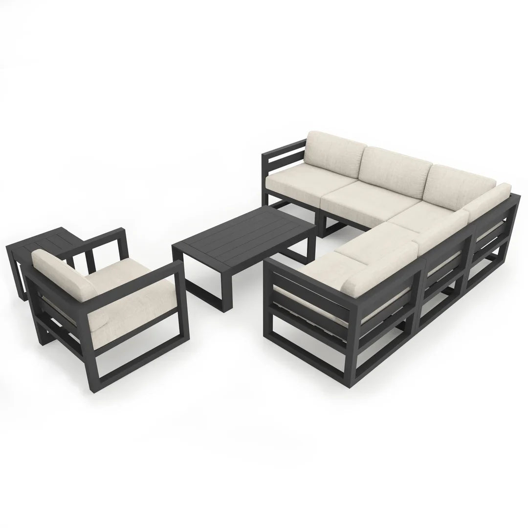 Avion 8 Piece Aluminum Sectional Set - Slate - Cast Silver
