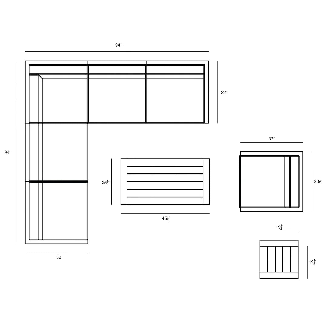 Avion 8 Piece Aluminum Sectional Set - Slate - Cast Silver