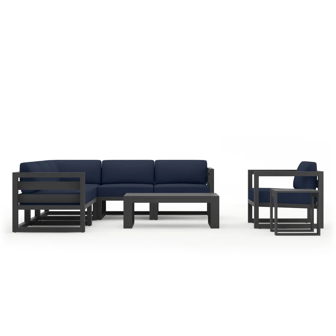 Avion 8 Piece Aluminum Sectional Set - Slate - Spectrum Indigo