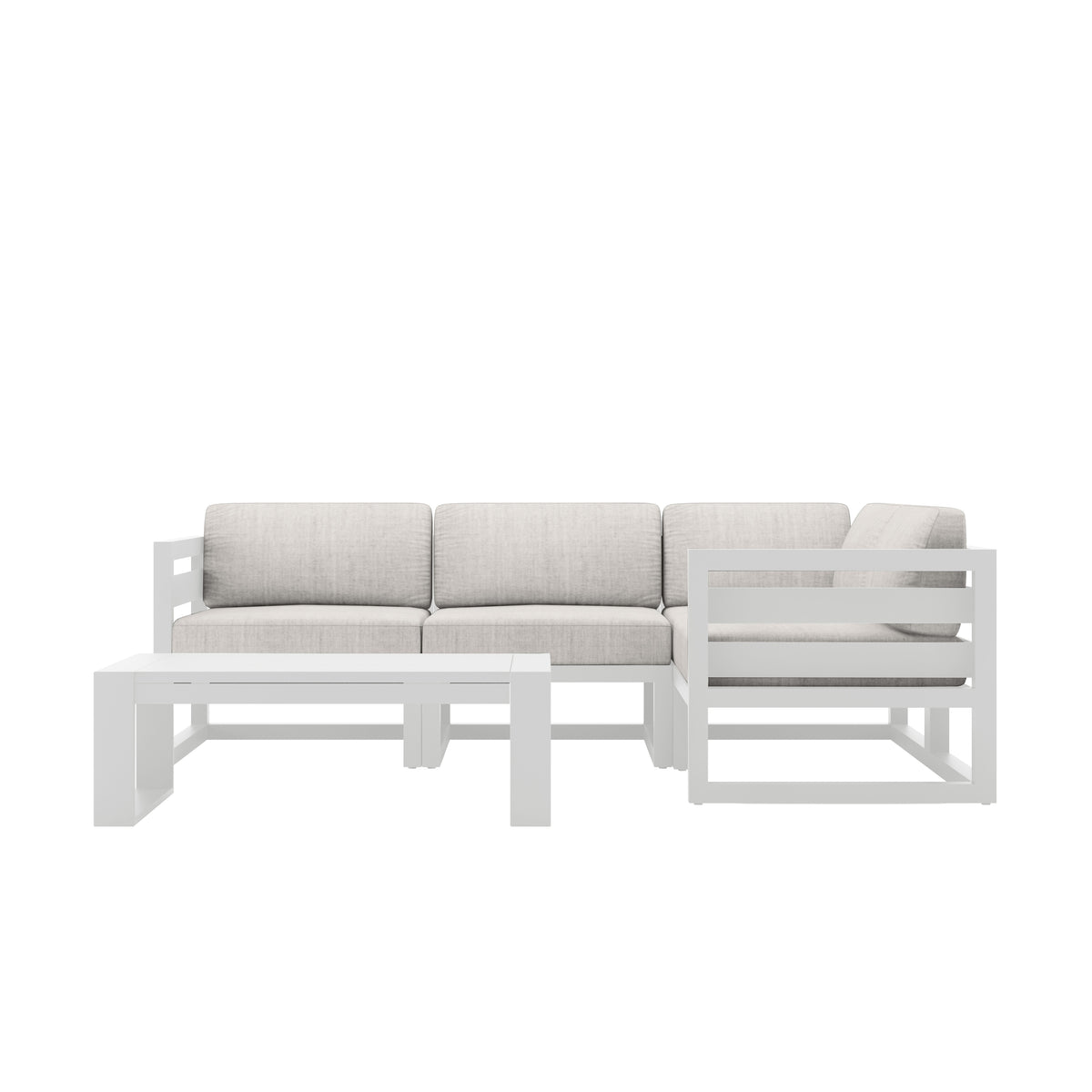 Avion 5 Piece Aluminum Sectional Set#Finish_White#Fabric_Cast Silver