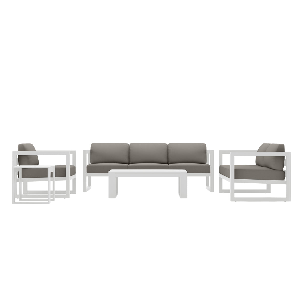 Avion 5 Piece Aluminum Sofa Set#Finish_White#Fabric_Canvas Charcoal
