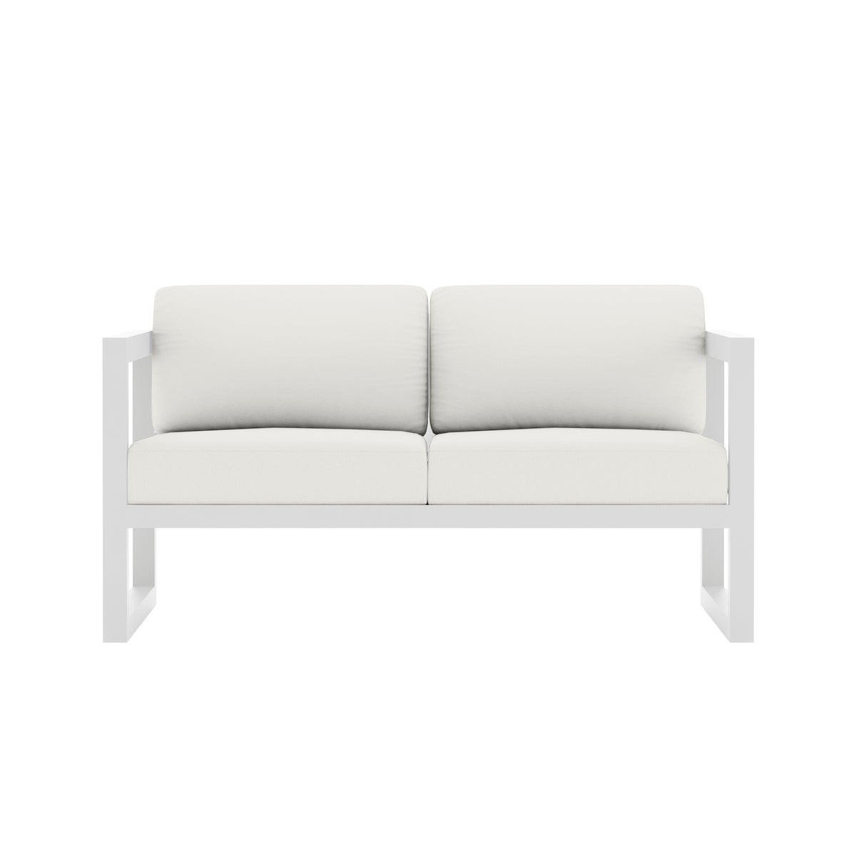 Avion Loveseat#Finish_White#Fabric_Canvas Natural